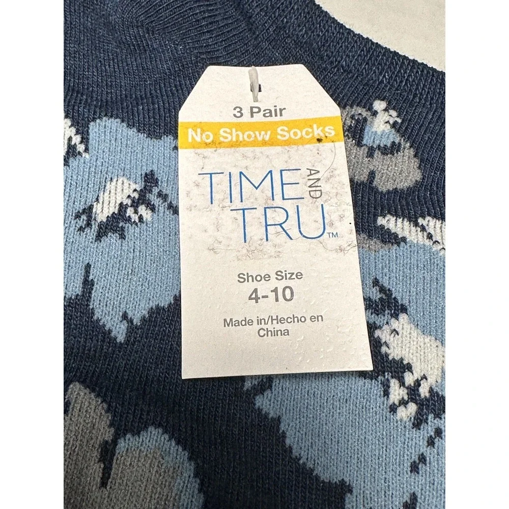 time and tru 3 pairs womens low cut ankle socks‎ size 4-10